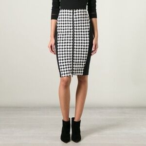Michael-Michael Kors Black and White Houndstooth Pencil Skirt